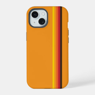 Cool Retro 70s Stripes Orange Yellow Red iPhone 15 Case