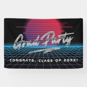 Cool Retro 80's Synthwave New Wave Grad Party Banner
