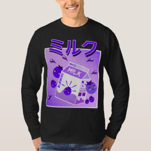 Cool Retro 90s Japanese Kawaii Blueberry Milk Shak T-Shirt