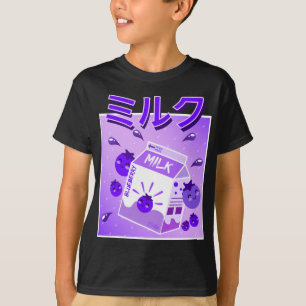 Cool Retro 90s Japanese Kawaii Blueberry Milk Shak T-Shirt
