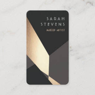 Cool Retro Abstract Black and Gold  Art Deco Business Card