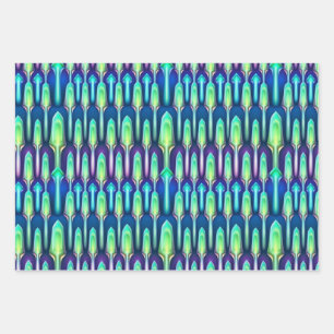 Cool Retro Abstract Mushroom Crystal Pattern Wrapping Paper Sheet