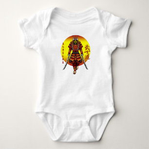 Cool Retro Armored Samurai with 2 Katanas Baby Bodysuit