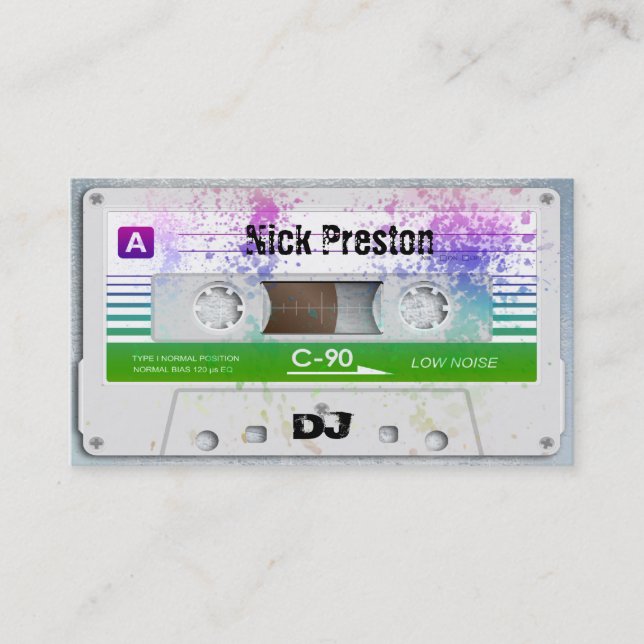 Cool Retro Audio Cassette | DJ Professional Business Card (Front)