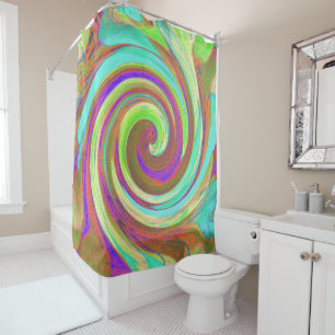 Cool Retro Autumn Colours Liquid Art Swirl Paintin