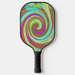 Cool Retro Autumn Colours Liquid Art Swirl Paintin Pickleball Paddle