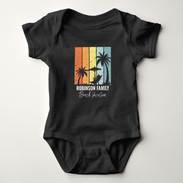Cool Retro Beach Vacation Customized Baby Bodysuit (Front)