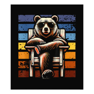 Cool Retro Bear in Sunglasses 70s 80s 90s Novelty  Photo Print
