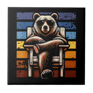 Cool Retro Bear in Sunglasses 70s 80s 90s Novelty Tile