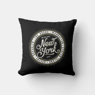Cool Retro Black and White New York City Logo Throw Pillow