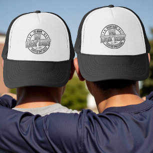 Cool Retro Black & White Groomsman Bachelor Party Trucker Hat