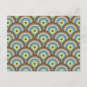 Cool Retro Blue Green Circle Pattern Custom Gifts Postcard