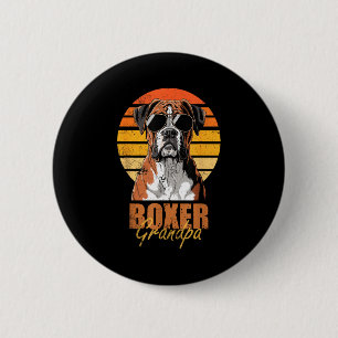 Cool Retro Boxer Grandpa Funny Vintage Dog Lover 2 Inch Round Button