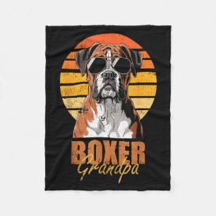 Cool Retro Boxer Grandpa Funny Vintage Dog Lover Fleece Blanket