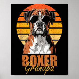 Cool Retro Boxer Grandpa Funny Vintage Dog Lover Poster