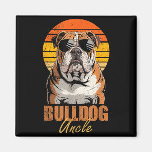 Cool Retro Bulldog Uncle Funny Vintage Dog Lovers  Magnet