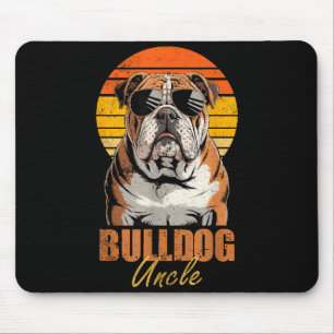 Cool Retro Bulldog Uncle Funny Vintage Dog Lovers  Mouse Pad