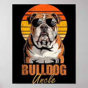 Cool Retro Bulldog Uncle Funny Vintage Dog Lovers  Poster