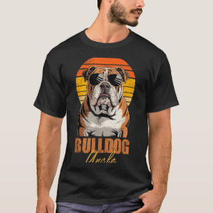 Cool Retro Bulldog Uncle Funny Vintage Dog Lovers  T-Shirt