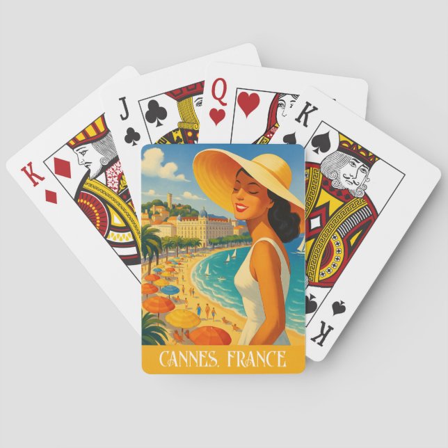 Cool Retro Cannes French Riviera  Playing Cards (Back)