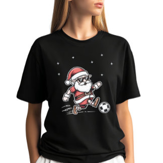 Cool Retro Cartoon Footballer Santa Christmas  T-Shirt