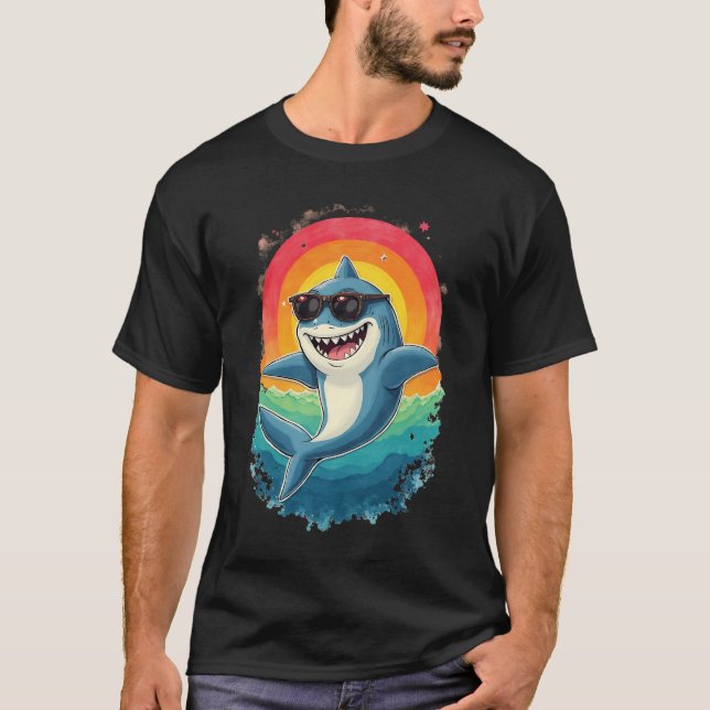 Cool Retro Chaussures de requin Drôle T-shirt Vint (Devant)