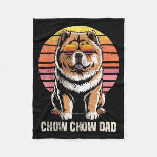 Cool Retro Chow Chow Dad Funny Vintage Dog Owner  Fleece Blanket