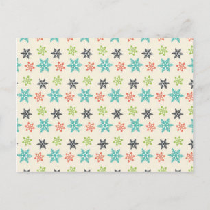 Cool Retro Christmas Holiday Pastel Snowflakes Postcard
