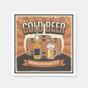 Cool retro cold beer party  napkin
