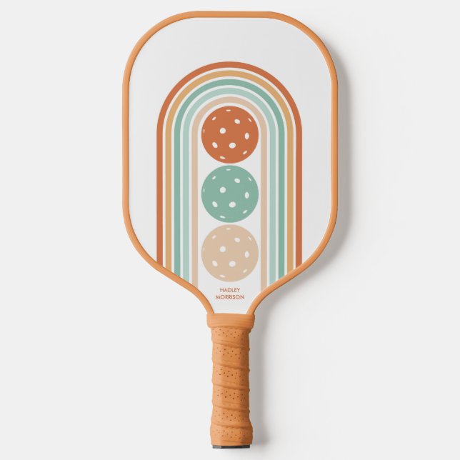 Cool Retro Colours Abstract Arch Stripes Custom Pickleball Paddle (Front)