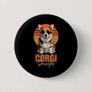 Cool Retro Corgi Grandpa Funny Vintage Dog Lover 2 Inch Round Button