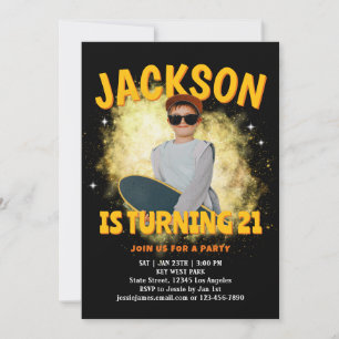 Cool Retro Cosmic Photo Bootleg Rap Birthday Party Invitation