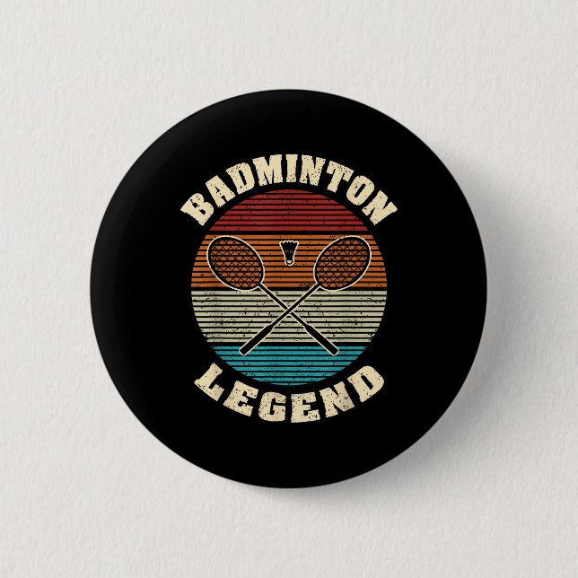Cool Retro Crossing Rackets Badminton Legend Badmi 2 Inch Round Button (Front)