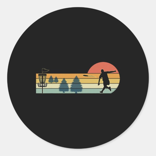 Cool Retro Disc Golf Sport  Classic Round Sticker (Front)