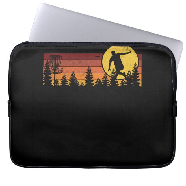 Cool Retro Disc Golf Sport Laptop Sleeve (Front)