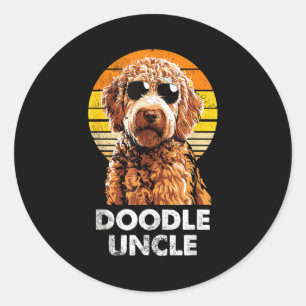Cool Retro Doodle Uncle Funny Vintage Dog Owner Classic Round Sticker