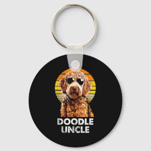 Cool Retro Doodle Uncle Funny Vintage Dog Owner Keychain