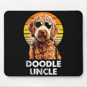 Cool Retro Doodle Uncle Funny Vintage Dog Owner  Mouse Pad
