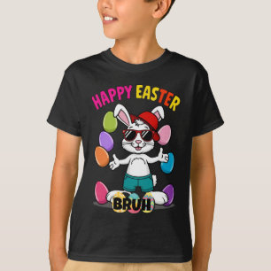 Cool retro Easter Bunny "Happy Easter Bruh" T-Shirt