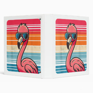 Cool Retro Flamingo in Sunglasses 70s 80s 90s Funn Binder