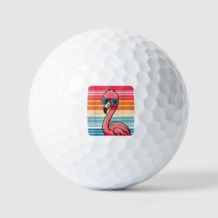 Cool Retro Flamingo in Sunglasses 70s 80s 90s Funn Golf Balls