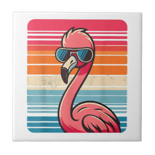 Cool Retro Flamingo in Sunglasses 70s 80s 90s Funn Tile