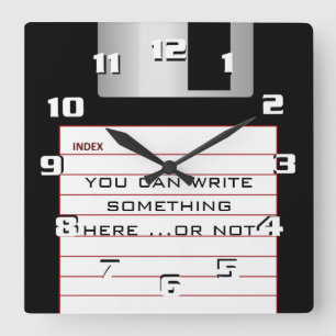 Cool Retro Floppy Disc With add your own text Squa Square Wall Clock