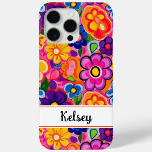Cool Retro Floral Personalized iPhone 15 Pro Max Case