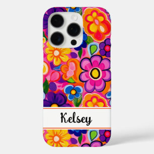 Cool Retro Floral Personalized iPhone 16 Pro Case