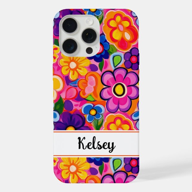 Cool Retro Floral Personalized iPhone Case (Back)
