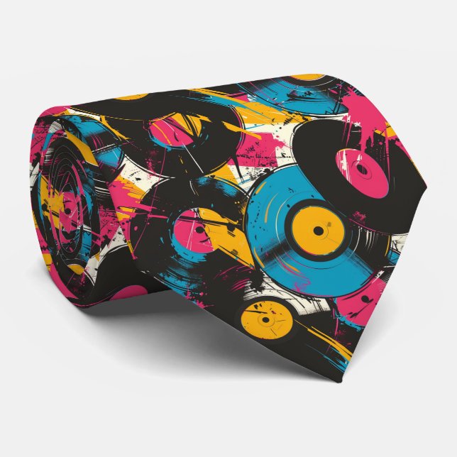 Cool retro graffiti pattern tiled tie (Rolled)