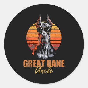 Cool Retro Great Dane Uncle Funny Vintage Dog Love Classic Round Sticker