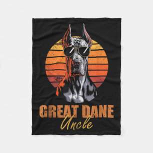 Cool Retro Great Dane Uncle Funny Vintage Dog Love Fleece Blanket