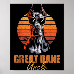 Cool Retro Great Dane Uncle Funny Vintage Dog Love Poster